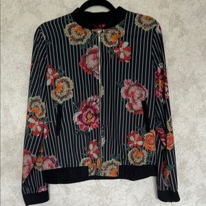 Isle by Melis Kazan Floral Striped Women's ‎ Bomber Jacket